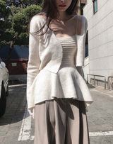 wave asymmetric flare knit cd + top set