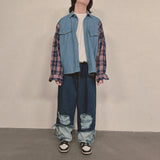 bleach denim pants_blue