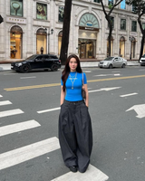 PUSH PUSH PP STRIPES PANTS ストライプワイドパンツ（ブラック）