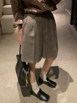 [MADE] Fidic Wool Herringbone Bermuda Pants