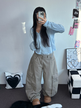 SEMI SEE THROUGH BOUCLE フーディーカーディガン 🩵🩶🖤🧸4COLOR