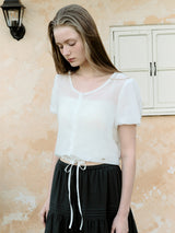 RIBBON STRING BLOUSE WHITE