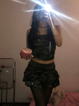 Camo Pattern Top & Skirt Set