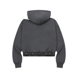 カエンメタルロゴカットアウトワンショルダーフードTシャツ
