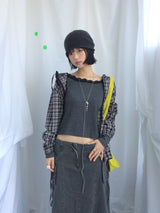 フェミニンフラットネックロングTシャツ
