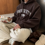  Urban University Embroidery Double Middle Overfit Hoodie