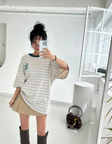 ラッキーストライプオーバーサイズフィット半袖Tシャツ