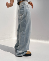 (UNISEX) RIVER DAMAGE UNIQUE WIDE LIGHT BLUE UNISEX PANTS