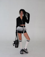 Track zip-up shorts two-piece set