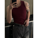 [MUSCLE FIT] Unbalance slit sleeveless(4color)