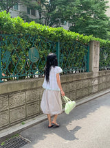アーシェ チェック フリル 半袖ブラウス