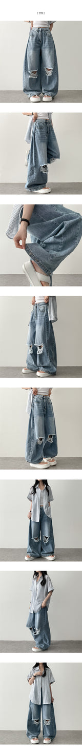 knee damage cutting wide pants