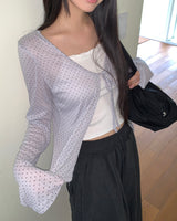 Bamin dot strap see-through cardigan