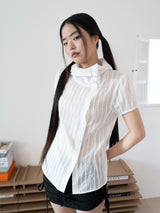 ドレープカラー ブラウス (WHITE)
