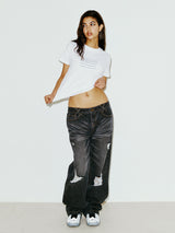 NYX FLAG APLIQUE TEE WHITE