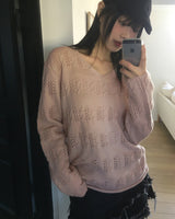 [MADE] ヴァートVネックツイストネットパンチングニット