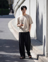 26SS★ メンズクロップドシルケット半袖Tシャツ