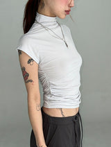 HALF NECK SHIRRING T-SHIRTS