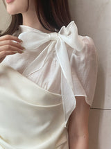 Nilo Tie Color Matching Drape Blouse