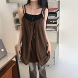 Koachi Vintage Lace Slit Layered Mini Dress