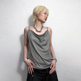 GLITTER COWL NECK CAMISOLE: GREY