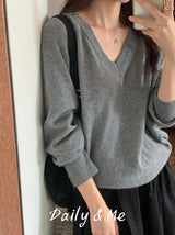 オーバーサイズフィットVネックニット(4color)