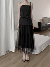 Rie Chiffon Layered Tulle Skirt