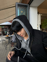 Field denim hood zip-up