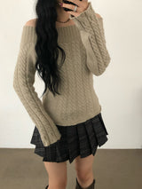 Off-Shoulder Cable Sweater
