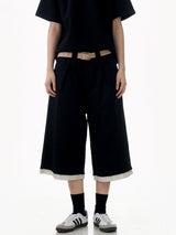 Raw Hem Patch Crop Shorts