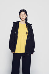 24FW アップサイドダウンロゴナッピングズリーフーディージップアップブラック