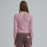 Lace Up Long T-shirt (Pink)