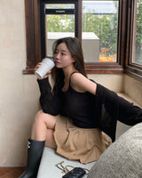 [MADE] Bali, see-through camisole cardigan setup