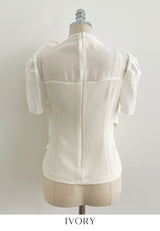 Nilo Tie Color Matching Drape Blouse