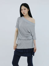 DRAPE BAND OFF-SHOULDER TOP(GREY)