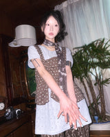 (2color) フラワー レーシー ニット ロングショートスリーブ Tシャツ