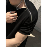 [S/S] Side zipper half knit t-shirts(3color)