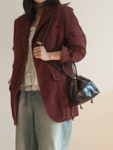 Leather Dumpling Bucket Bag - Brown