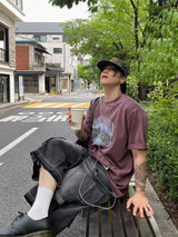 No.0821 BV プリンティングウォッシングハーフTシャツ