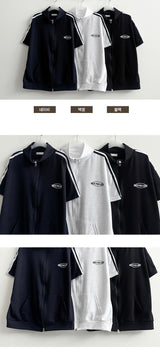 Untied Two-Way Line Short-Sleeved Zip-Up
