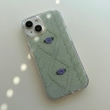 RIBBON ROSE KNIT HARD JELL CASE _ MINT
