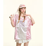 [GirlyFancyClub] スイート＆クール 配色 2WAY スポーティーTシャツ