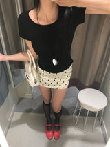 ポピー ボートネック スリム ハーフスリーブ Tシャツ