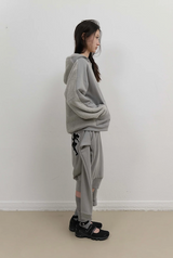 Knit Back Hoodie / Mint Grey