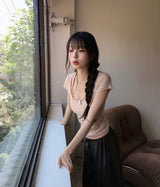 lip bagel halter sleeveless + clean short sleeve top set