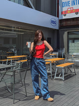 Rich Double Knee Patch Straight Denim