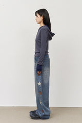 (W) Spell Striped Hooded Top