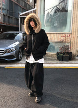 (Lining Brushed) CORDUROY TUCK WIDE PANTS