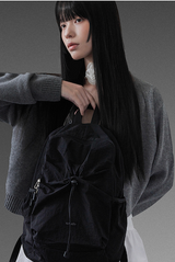 Classic Shirring Nylon Backpack – black