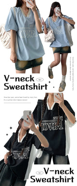 ジンブバラクカラーVネックショートスリーブTシャツ (4 colors)